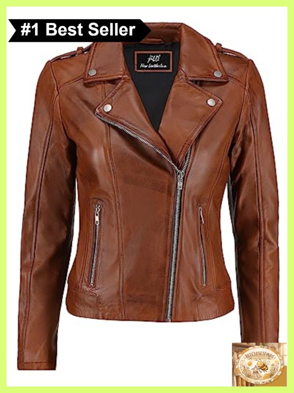 Lambskin Leather Moto Biker Jacket Zip-Up Lightweight Coat